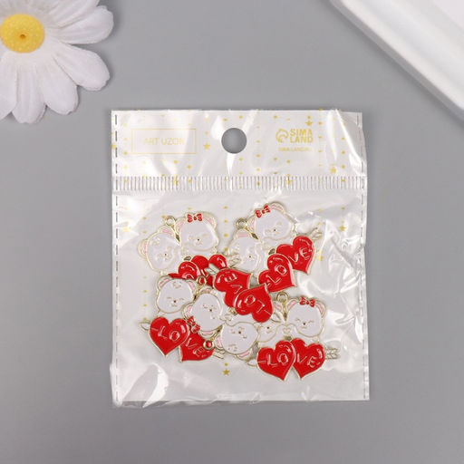 Цена за 5 шт. Декор для творчества металл, эмаль Два влюблённых мишки, 2.82.8 см - Арт узор фото 4