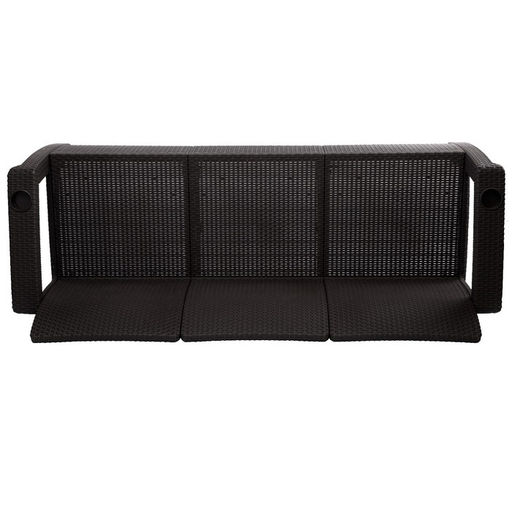 Диван «Ротанг» трёхместный, 188×70×79 см, мокко, с подстаканниками