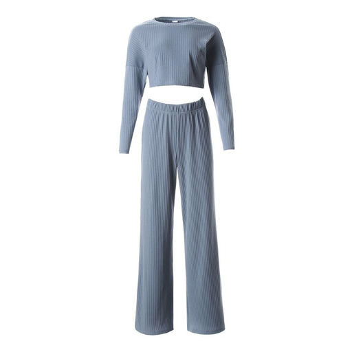 Костюм женский: лонгслив, брюки, MINAKU: Casual Collection, серо-голубой, размер 48