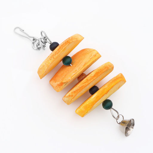 Игрушка для птиц с панцирем каракатицы и бусами, 18 х 6 см, жёлтая - Пижон фото 6