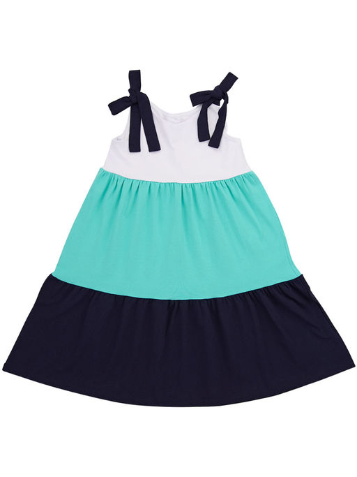 Платье сарафан триколор UD 7595 белый/бирюза/синий - Mini maxi фото 3