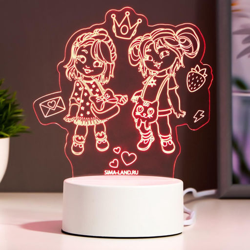 Светильник 3D RISALUX Подружки, LED-ночник, RGB, от сети  фото 3