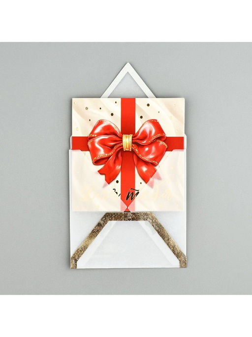 Цена за 5 шт. Открытка с конвертом «Бант», тиснение, 7×7 см