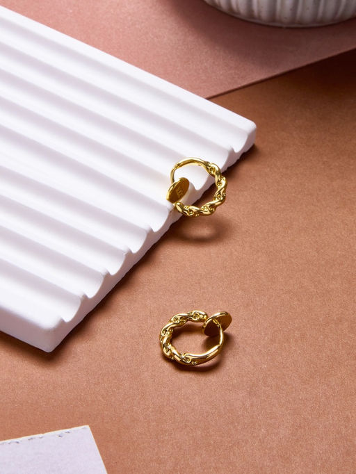 Клипсы для ушей QF Тренд кольцо переплетение, цвет золото