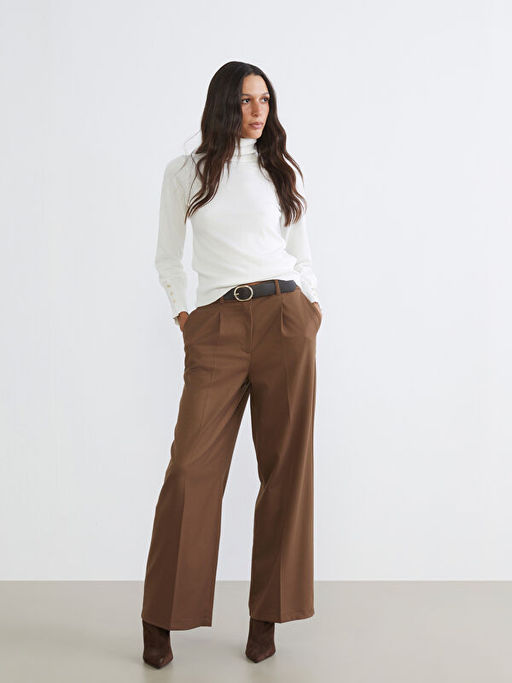 Beli Kemerli Geni? Pa?a Kad?n Pantolon