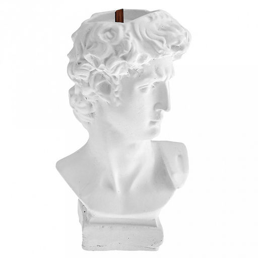 Свеча "Голова Давида-2" 7х6,5х11,5см, парафин, в подсвечнике из гипса, малая, время горения 7 часов, белый (Россия)