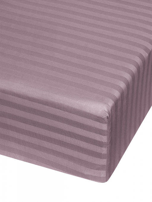 Проcтыня сатин-страйп 180х200+25 на резинке лиловый сатин