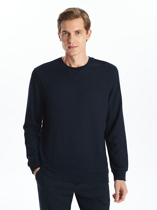 Bisiklet Yaka Uzun Kollu Erkek Sweatshirt