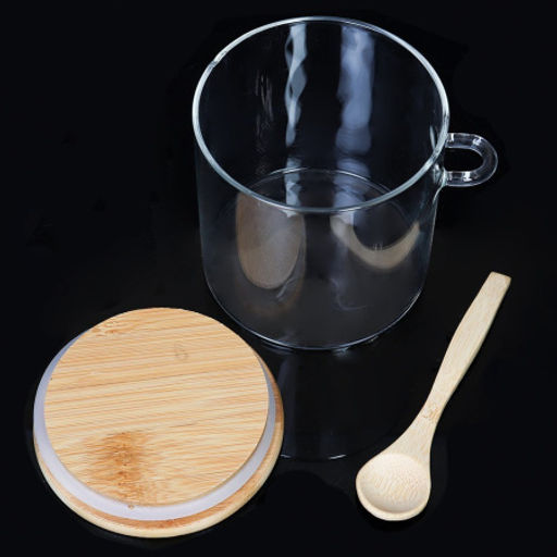 Банка с ложкой бамбуковая крышка d-100 h-100 мм 550 мл / LCKW2907 /уп 100/ - Галеонтрейд фото 3