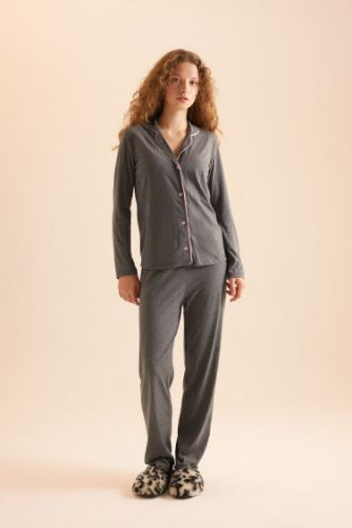 Fall in Love Pijama Tak?m? Regular Fit Uzun Kollu Ust Uzun Alt