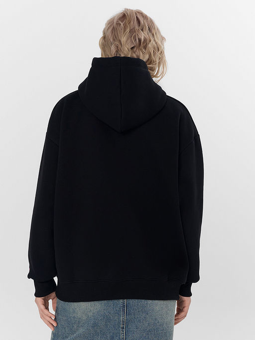 Теплое худи женское черное с начесом