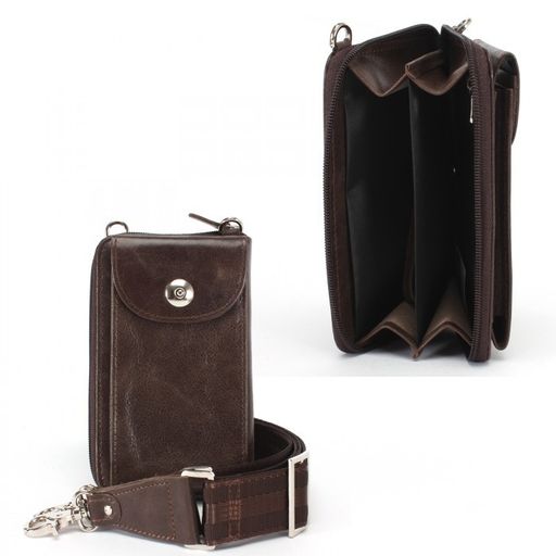 Портмоне/клатч муж Croco-1301 натуральная кожа 3 отд, 1 карм (рем-петля+плеч рем), коричневый тем крек (225) 228588