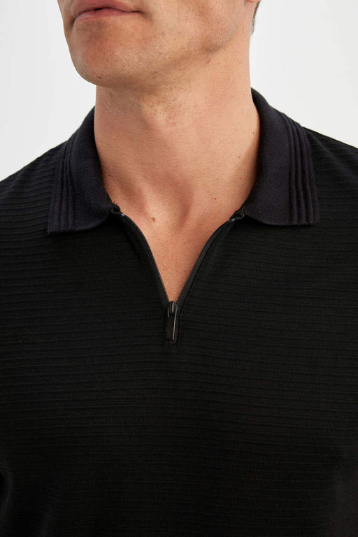 Новая футболка-поло обычного кроя на молнии с короткими рукавами - Defacto фото 5