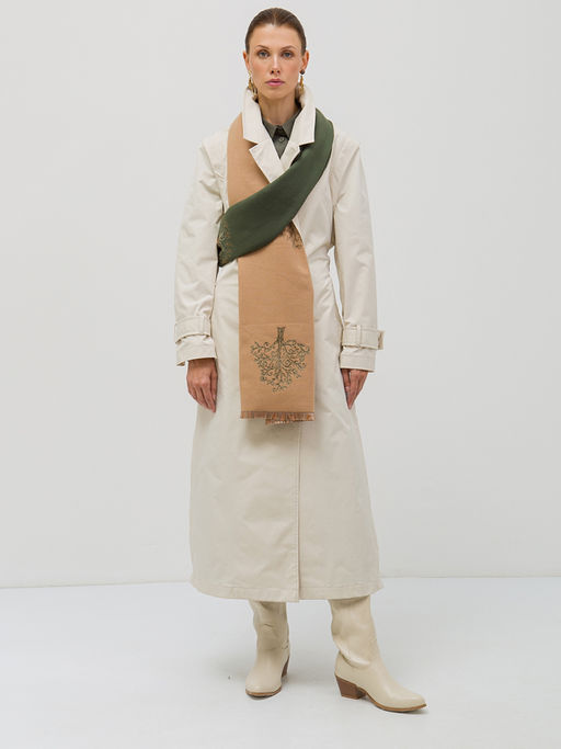 в составе ШЕРСТЬ Большой, мягкий, теплый двусторонний палантин с принтом - Tantino фото 3