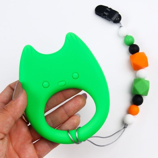 Прорезыватель силиконовый на держателе Котик, Крошка Я  фото 2