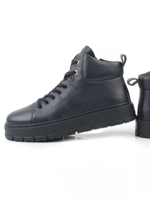 05-AW1010-2M DK. BLUE Ботинки зимние мужские (натуральная кожа, натуральный мех)