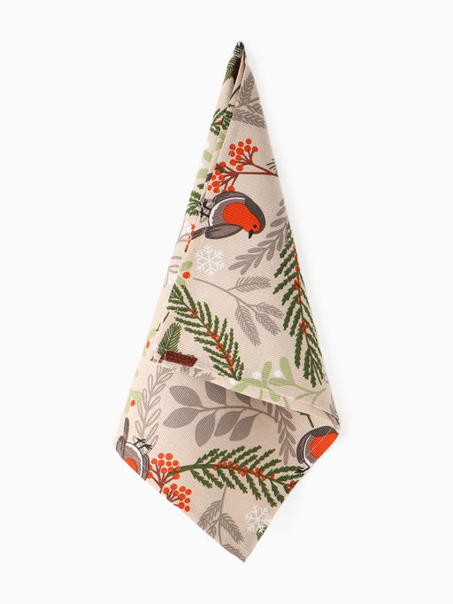 Полотенце новогоднее Доляна Bullfinch 35×60 см, 100% хл, рогожка 164 г/м²