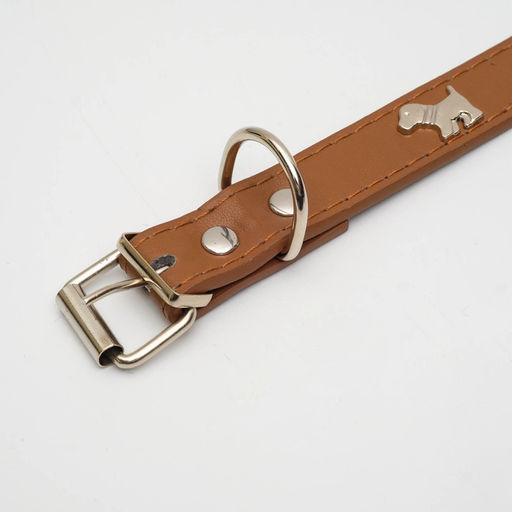 Ошейник Собачки, 46 х 2 см,ОШ 31-40, искусственная кожа, коричневый - Пижон фото 3