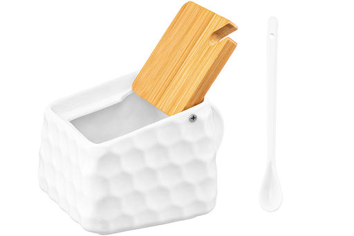 Банка для сыпучих продуктов 750 мл 15*12*10,5 см Соты + ложка + откидная бамбук.крышка - Elan gallery фото 5