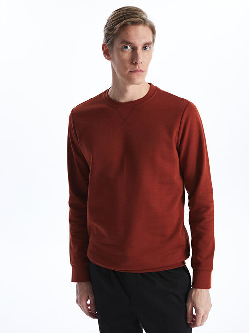 Bisiklet Yaka Uzun Kollu Erkek Kal?n Sweatshirt