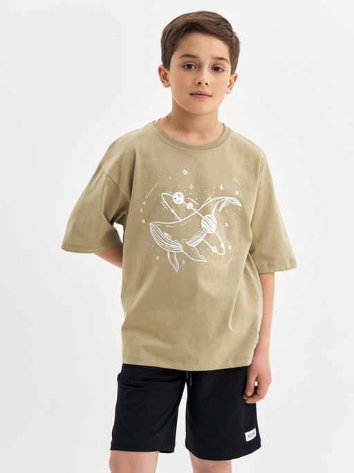 Футболка для девочки цвета хаки с принтом - Kogankids фото 28