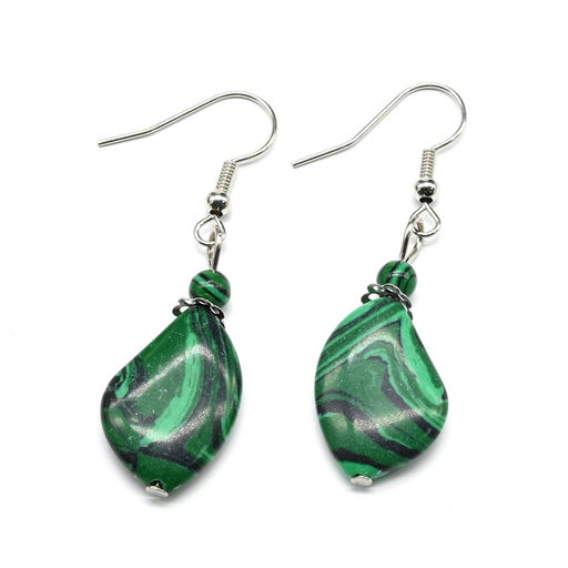 Серьги из малахита имитация русалка 13*20мм Радуга камня