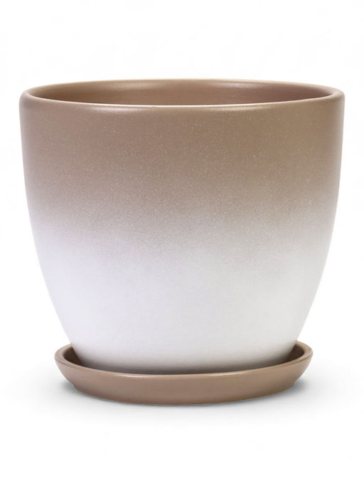 Горшок цветочный с поддоном 5 л, d122/h19,5 см капучино керамика, "Туман" (М)