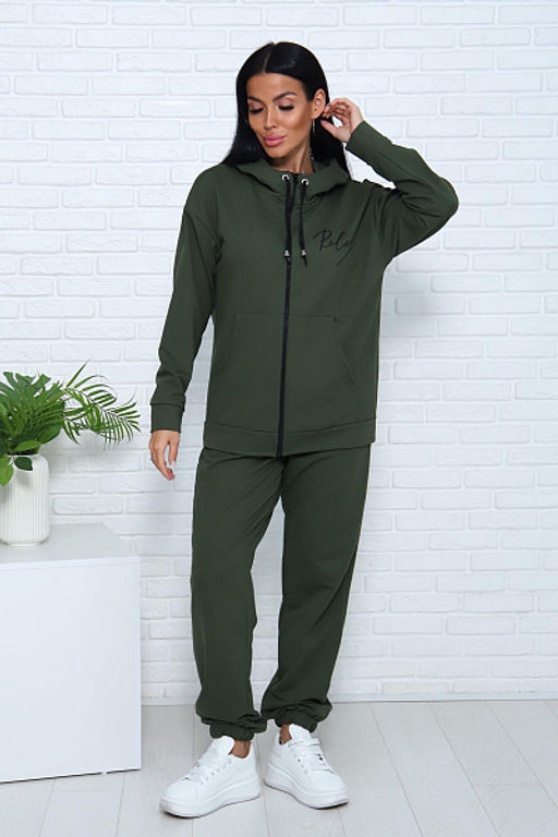 Костюм с брюками, футер с лайкрой 2-х нитка (00907, хаки)