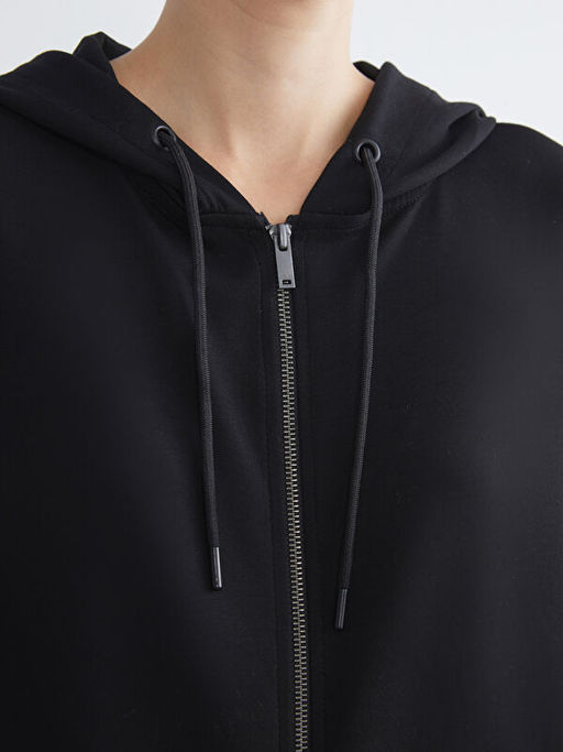 Kap??onlu Oversize Kad?n Fermuarl? Sweatshirt