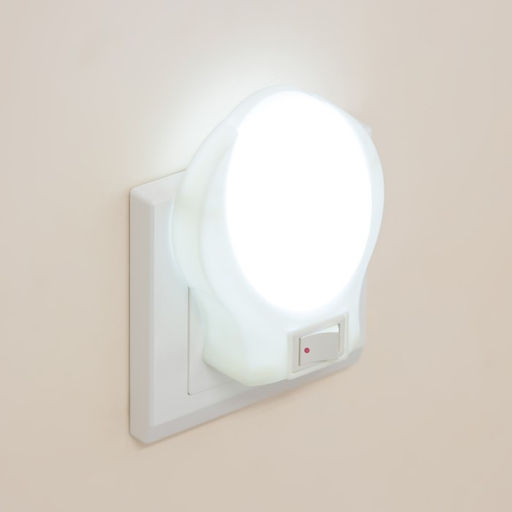 Цена за 2 шт. Ночник пластик от сети "Лунный свет" белый 9х7х3,5 см RISALUX