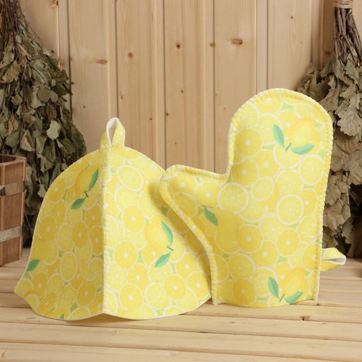 Набор банный принтованный Лимончик (шапка+рукавица+коврик) - Simaland фото 3