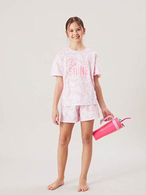 Bisiklet Yaka K?z ?ocuk ?ortlu Pijama Tak?m?