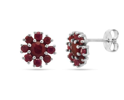 Серьги из серебра рубин корунд, Салют