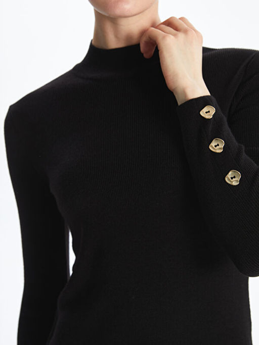 Yar?m Bal?k?? Yaka Kad?n Triko Elbise