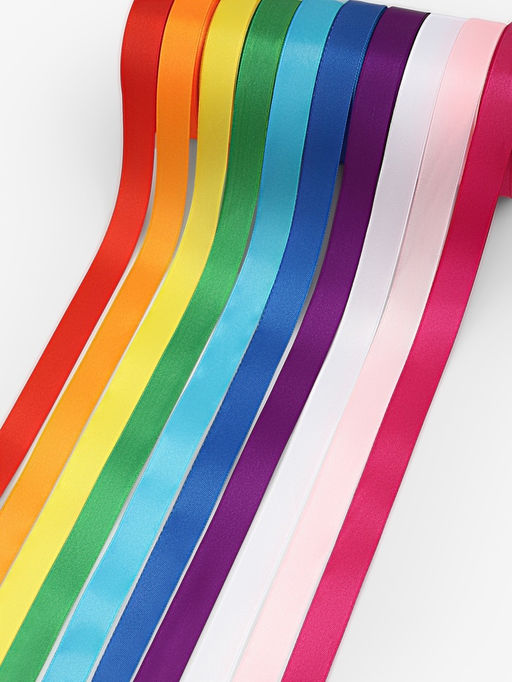 Набор лент атласных (10шт) 20мм*25±1ярд(23м±1м) №01/04/15/19/20/25/26/27/34/40 радуга АУ