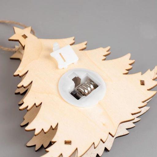 Ёлочная игрушка Ёлочка со снеговиком, 12х11х2 см, от батареек, свечение тёплое белое - Luazon lighting фото 4