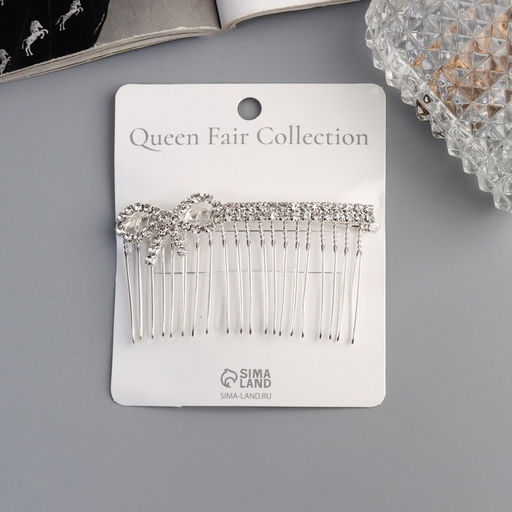 Цена за 2 шт. Гребень для волос QF «Медея», бант мини, 7×3.5 см, серебро