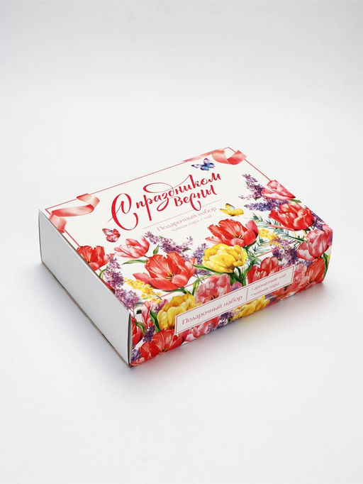 Подарочный набор «С 8 марта»: чайная пара, чай чёрный