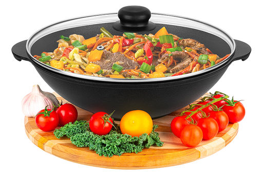 Сковорода ВОК 28 см 3 л ГАРМОНИЯ ВКУСА Черный Оникс С КРЫШКОЙ ф28, 33,5*29,5*13,5 см - Elan gallery фото 3