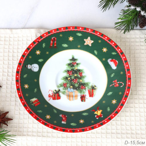 Блюдце 15,5 см / LY-2501 /уп 72/ Новогодняя
