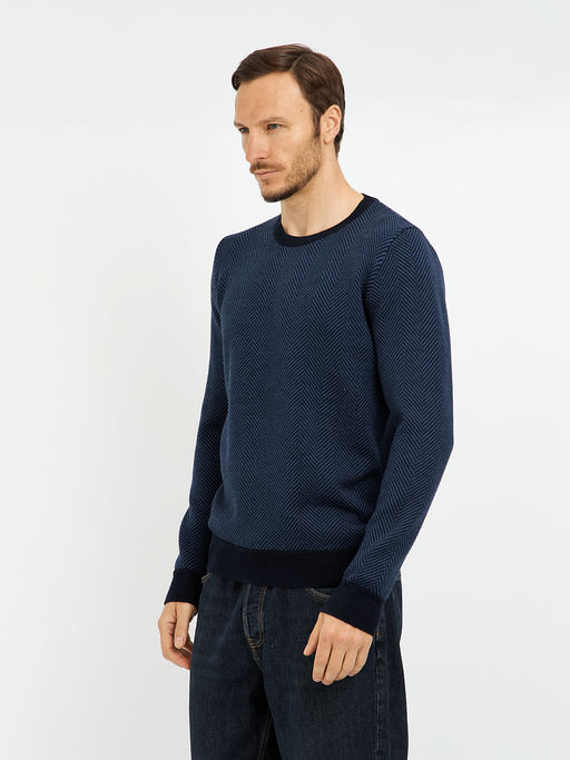 джемпер мужской темно-синий с добавлением шерсти - Glenfield фото 3