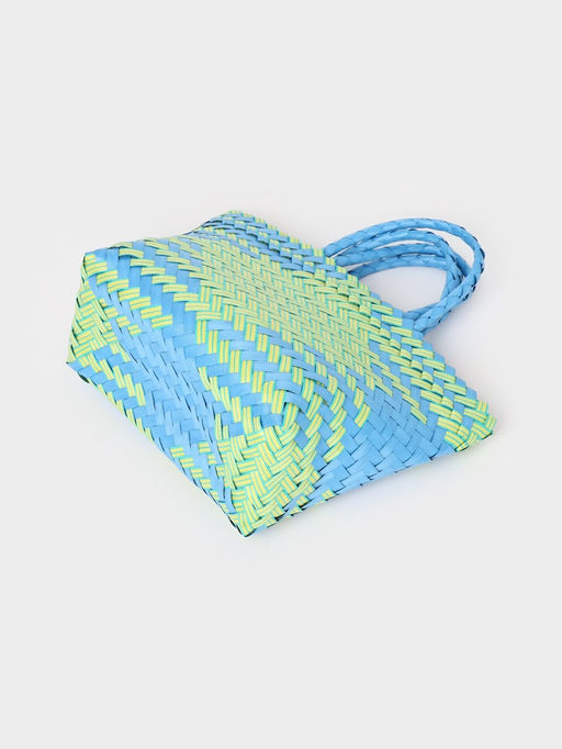 Сумка плетёная, 30×10×33 см, пластик, голубая