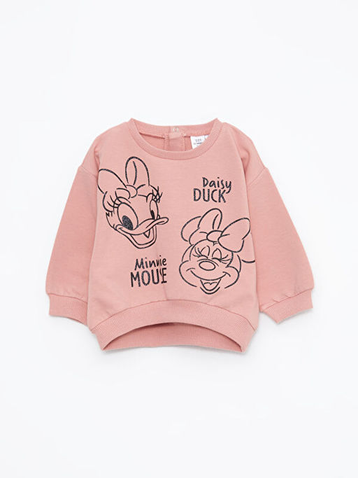 Bisiklet Yaka Uzun Kollu Minnie Mouse Bask?l? K?z Bebek Sweatshirt ve Tayt 2li Tak?m - Waikiki фото 2
