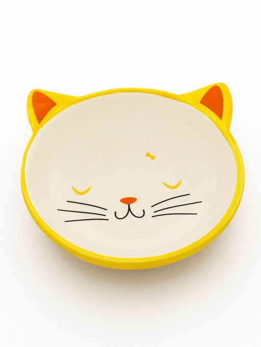 Миска керамическая Кошачья мордочка 200 мл - 1646.5 см, желтая/белая - Пижон фото 4