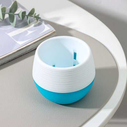 Цена за 3 шт. Горшок для цветов с поддоном «Япония», 125 мл, d=8 см, h=6,5 см, белый-бирюзовый