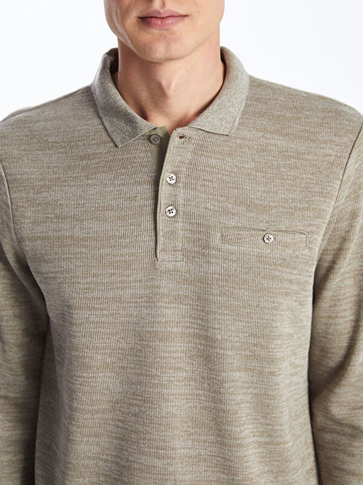 Polo Yaka Uzun Kollu Erkek Sweatshirt