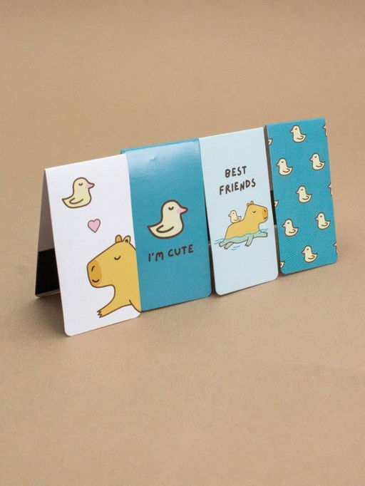 Набор магнитных закладок Capybara and duck, 4 шт., 35х70 мм