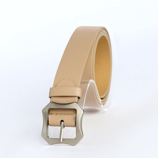 Ремень женский с винтом, 110×2.5 см, матовая классическая пряжка металл, бежевый