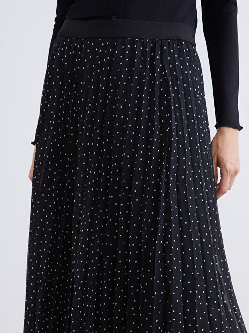 Beli Lastikli Puantiyeli Pileli ?ifon Etek