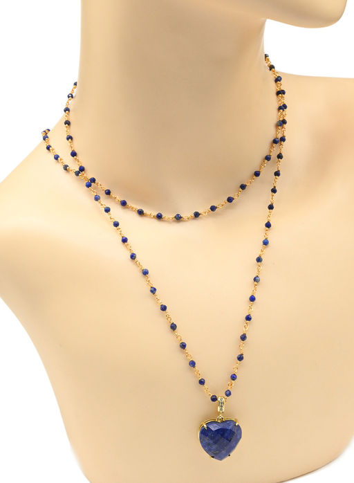 Бусы с подвеской "Сердце" из лазурита, 88см